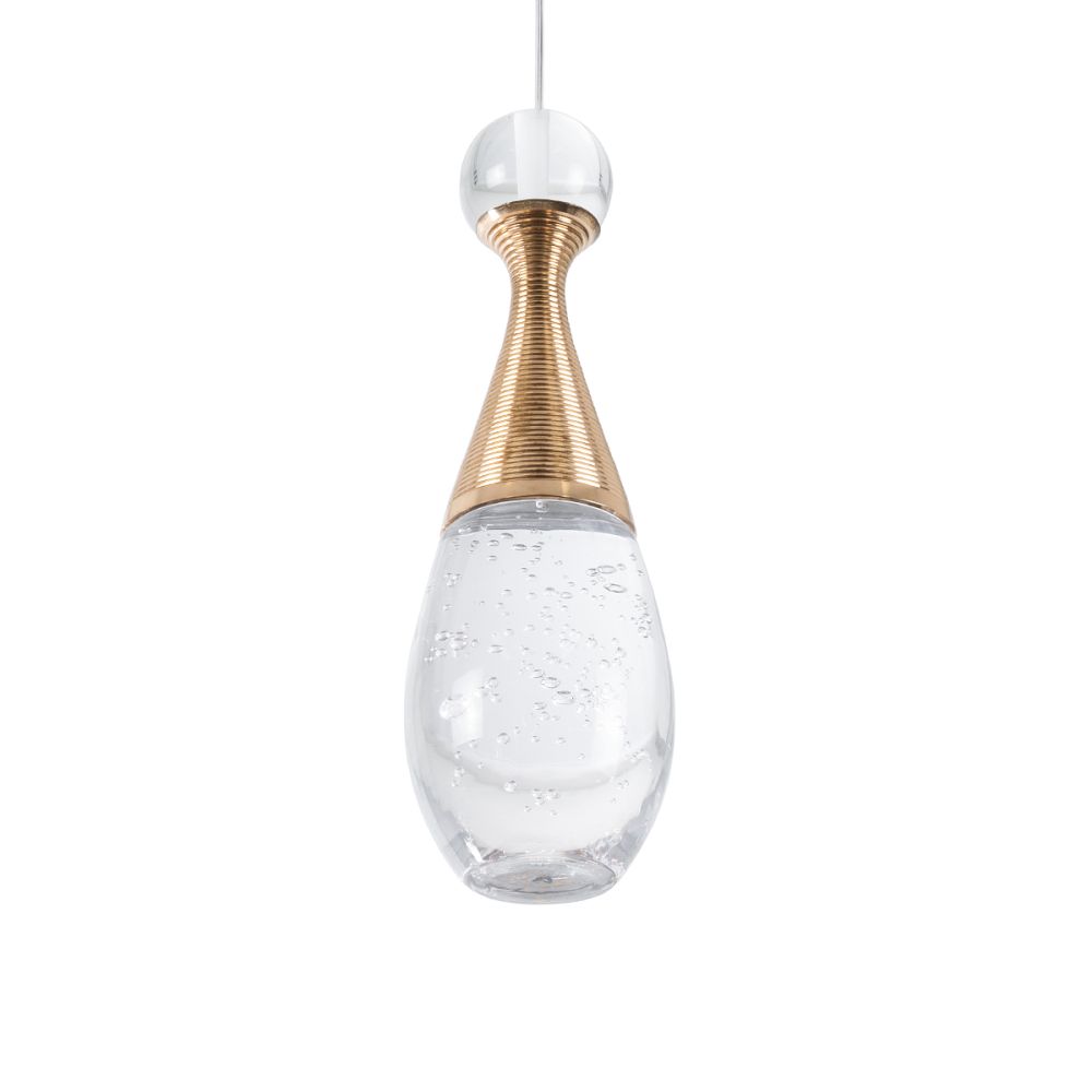 GLOBOSTAR® JADORE 01232 Μοντέρνο Κρεμαστό Φωτιστικό Οροφής LED 5W 400lm 120° AC 220-240V IP20 Θερμό Λευκό 2700K - Lumileds SMD Chip - Χρυσό & Διάφανο - Μ8 x Π8 x Υ26cm - 2 Χρόνια Εγγύηση