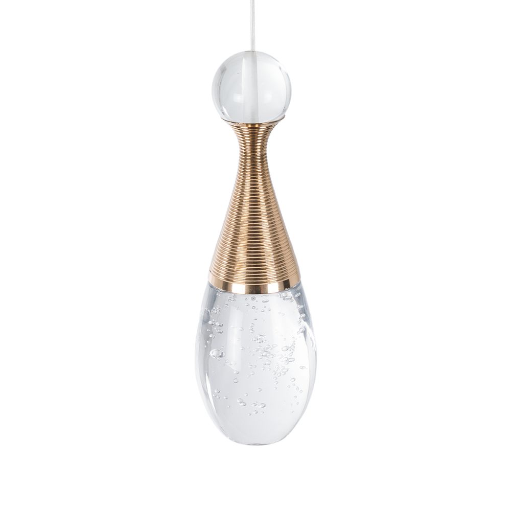GLOBOSTAR® JADORE 01232 Μοντέρνο Κρεμαστό Φωτιστικό Οροφής LED 5W 400lm 120° AC 220-240V IP20 Θερμό Λευκό 2700K - Lumileds SMD Chip - Χρυσό & Διάφανο - Μ8 x Π8 x Υ26cm - 2 Χρόνια Εγγύηση