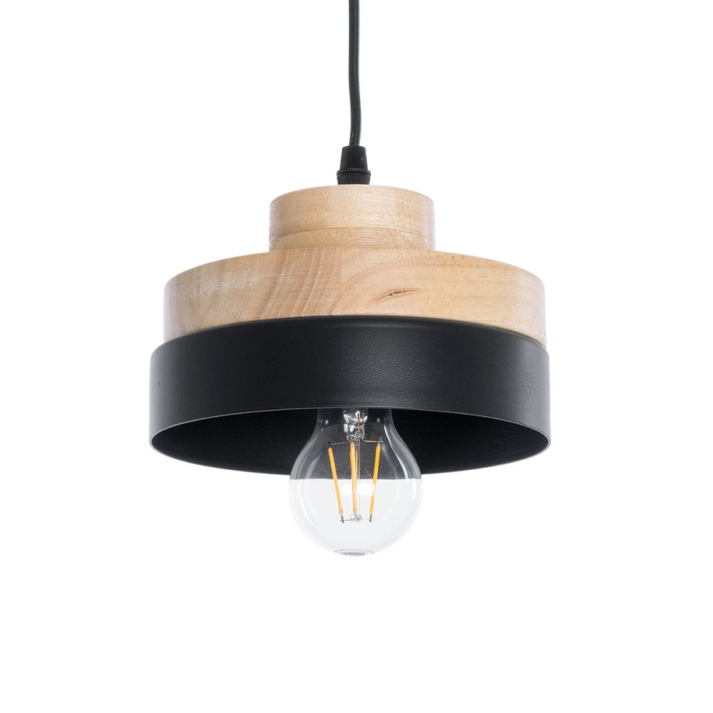 GLOBOSTAR® RUHIEL 01233 Μοντέρνο Κρεμαστό Φωτιστικό Οροφής με Ντουί 1 x E27 AC 220-240V IP20 - Μαύρο & Μπεζ - Μ18 x Π18 x Υ12cm