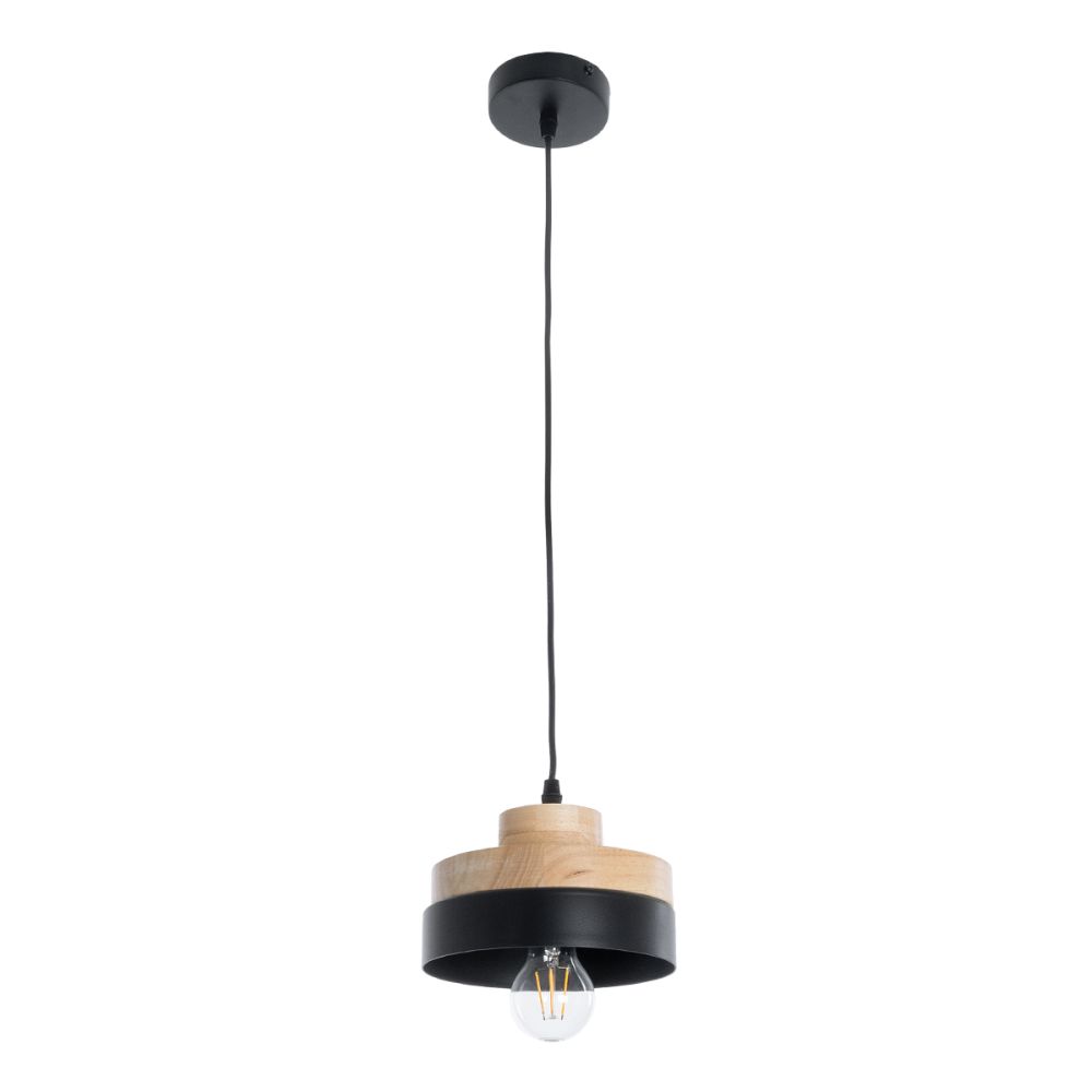 GLOBOSTAR® RUHIEL 01233 Μοντέρνο Κρεμαστό Φωτιστικό Οροφής με Ντουί 1 x E27 AC 220-240V IP20 - Μαύρο & Μπεζ - Μ18 x Π18 x Υ12cm