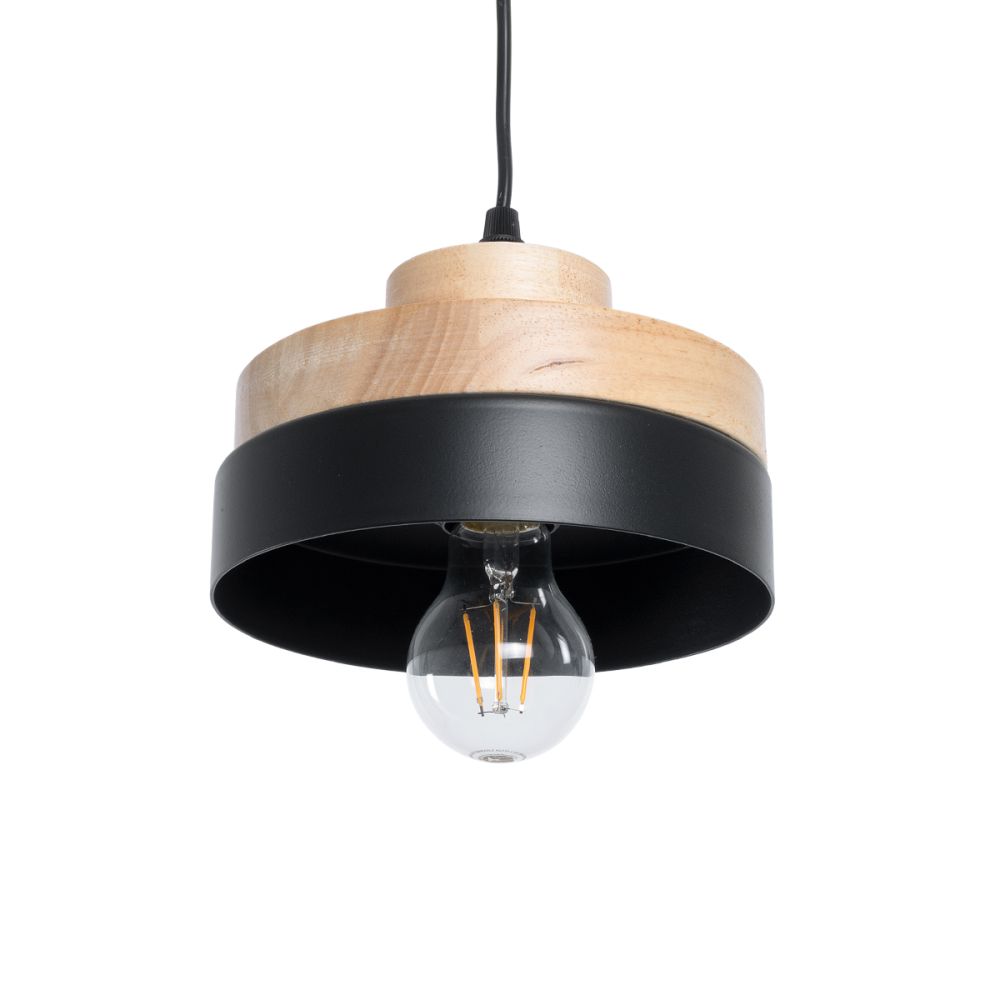 GLOBOSTAR® RUHIEL 01233 Μοντέρνο Κρεμαστό Φωτιστικό Οροφής με Ντουί 1 x E27 AC 220-240V IP20 - Μαύρο & Μπεζ - Μ18 x Π18 x Υ12cm