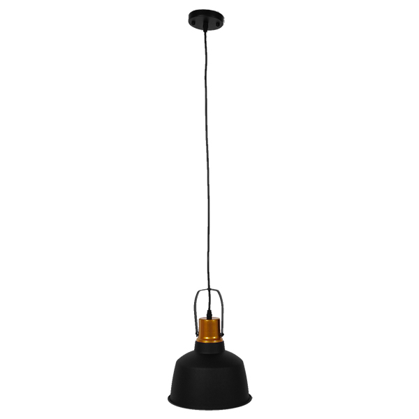 GLOBOSTAR® DEVOTA 01235 Vintage Κρεμαστό Φωτιστικό Οροφής με Ντουί 1 x E27 AC 220-240V IP20 - Μαύρο & Χρυσό - Μ22 x Π22 x Υ30cm