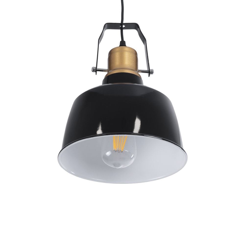 GLOBOSTAR® DEVOTA 01235 Vintage Κρεμαστό Φωτιστικό Οροφής με Ντουί 1 x E27 AC 220-240V IP20 - Μαύρο & Χρυσό - Μ22 x Π22 x Υ30cm