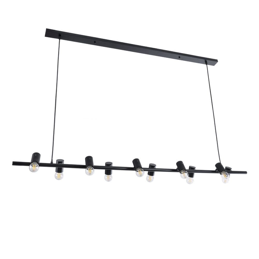 GLOBOSTAR® ALFREDA 01242 Μοντέρνο Κρεμαστό Φωτιστικό Οροφής με Ντουί 10 x E27 AC 220-240V IP20 - Μαύρο - Μ140 x Π18 x Υ7cm