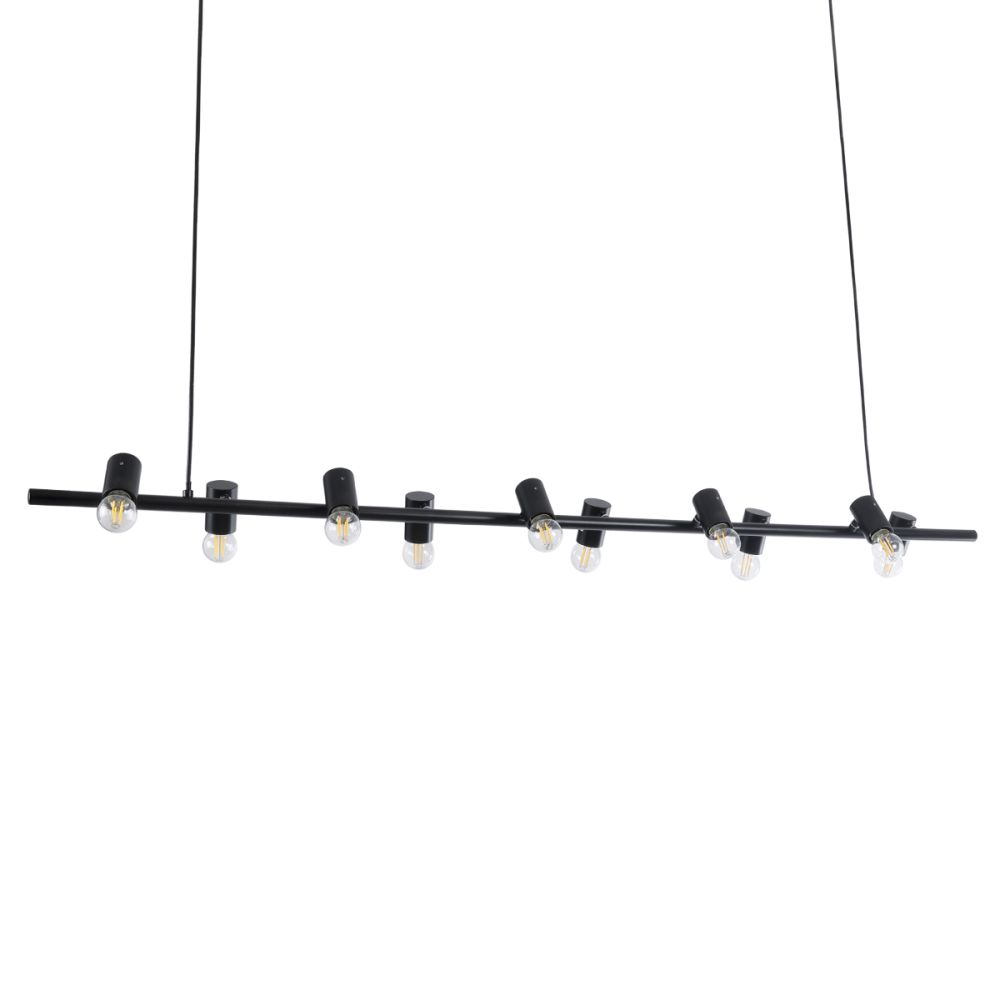 GLOBOSTAR® ALFREDA 01242 Μοντέρνο Κρεμαστό Φωτιστικό Οροφής με Ντουί 10 x E27 AC 220-240V IP20 - Μαύρο - Μ140 x Π18 x Υ7cm