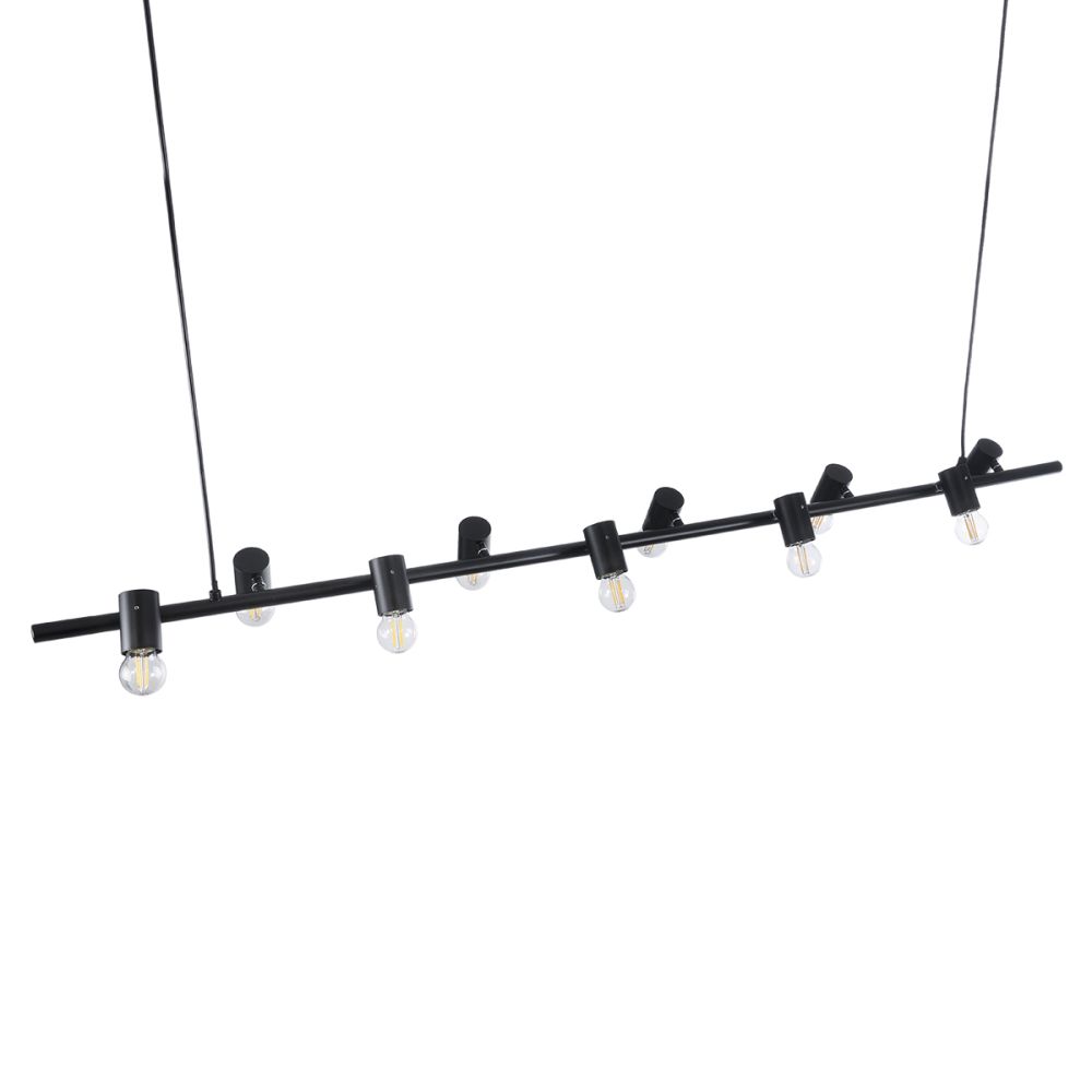 GLOBOSTAR® ALFREDA 01242 Μοντέρνο Κρεμαστό Φωτιστικό Οροφής με Ντουί 10 x E27 AC 220-240V IP20 - Μαύρο - Μ140 x Π18 x Υ7cm