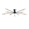 GLOBOSTAR® OLINDA 01244 Μοντέρνο Φωτιστικό Οροφής με Ντουί 10 x E27 AC 220-240V IP20 - Μαύρο & Χρυσό - Μ102 x Π102 x Υ17cm