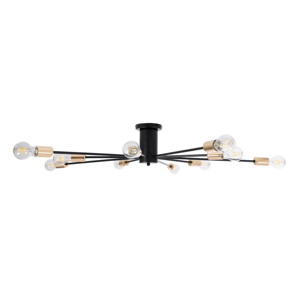 GLOBOSTAR® OLINDA 01244 Μοντέρνο Φωτιστικό Οροφής με Ντουί 10 x E27 AC 220-240V IP20 - Μαύρο & Χρυσό - Μ102 x Π102 x Υ17cm