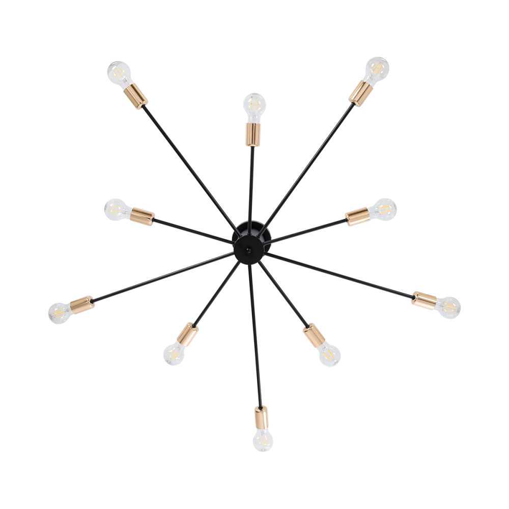 GLOBOSTAR® OLINDA 01244 Μοντέρνο Φωτιστικό Οροφής με Ντουί 10 x E27 AC 220-240V IP20 - Μαύρο & Χρυσό - Μ102 x Π102 x Υ17cm