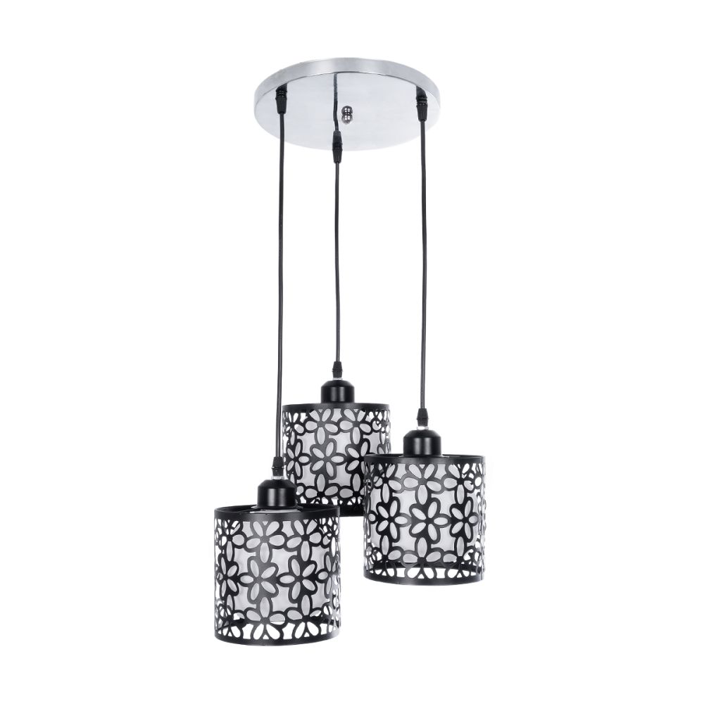 GLOBOSTAR® RAINELDA 01246 Μοντέρνο Κρεμαστό Φωτιστικό Οροφής με Ντουί 3 x E27 AC 220-240V IP20 - Μαύρο & Λευκό - Μ35 x Π35 x Υ110cm