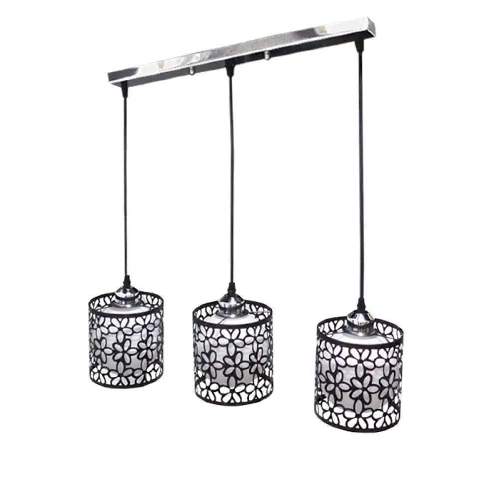 GLOBOSTAR® RAINELDA 01247 Μοντέρνο Κρεμαστό Φωτιστικό Οροφής με Ντουί 3 x E27 AC 220-240V IP20 - Μαύρο & Λευκό - Μ60 x Π15 x Υ19cm