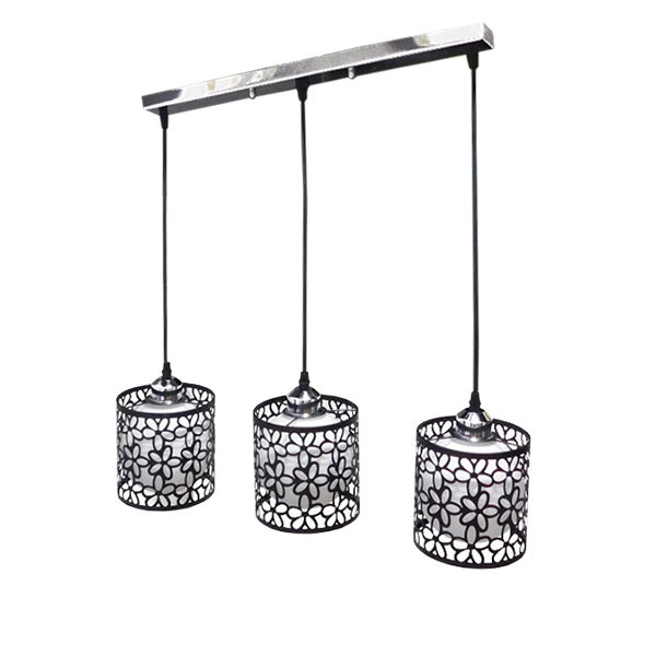 GLOBOSTAR® RAINELDA 01247 Μοντέρνο Κρεμαστό Φωτιστικό Οροφής με Ντουί 3 x E27 AC 220-240V IP20 - Μαύρο & Λευκό - Μ60 x Π15 x Υ19cm