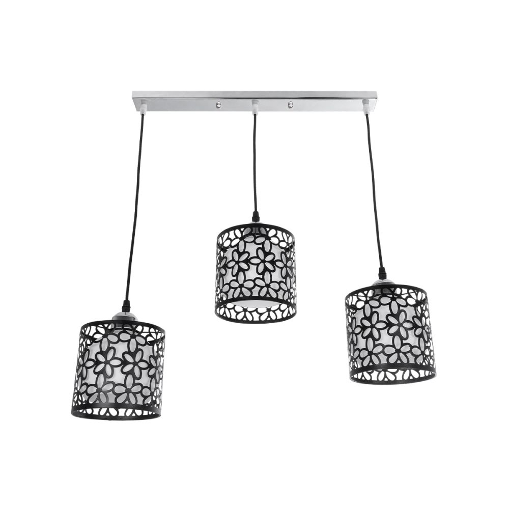 GLOBOSTAR® RAINELDA 01247 Μοντέρνο Κρεμαστό Φωτιστικό Οροφής με Ντουί 3 x E27 AC 220-240V IP20 - Μαύρο & Λευκό - Μ60 x Π15 x Υ19cm