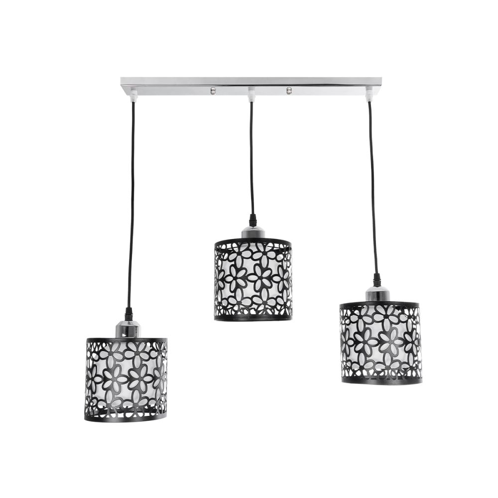 GLOBOSTAR® RAINELDA 01247 Μοντέρνο Κρεμαστό Φωτιστικό Οροφής με Ντουί 3 x E27 AC 220-240V IP20 - Μαύρο & Λευκό - Μ60 x Π15 x Υ19cm