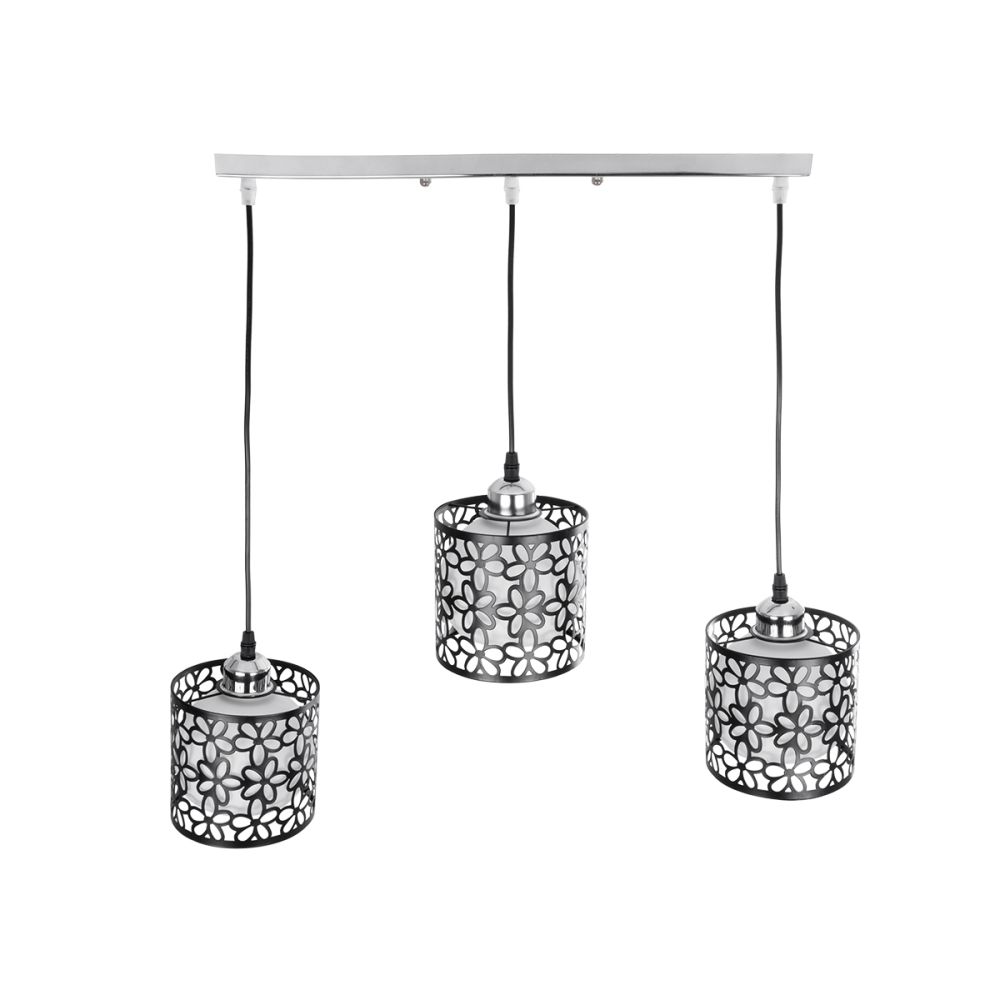 GLOBOSTAR® RAINELDA 01247 Μοντέρνο Κρεμαστό Φωτιστικό Οροφής με Ντουί 3 x E27 AC 220-240V IP20 - Μαύρο & Λευκό - Μ60 x Π15 x Υ19cm