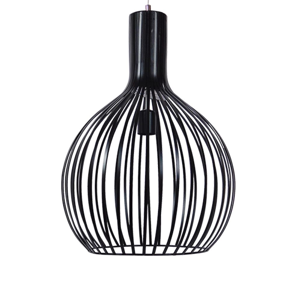 GLOBOSTAR® SCANDI 01266 Μοντέρνο Κρεμαστό Φωτιστικό Οροφής με Ντουί 1 x E27 AC 220-240V IP20 - Μαύρο - Μ38 x Π38 x Υ50cm