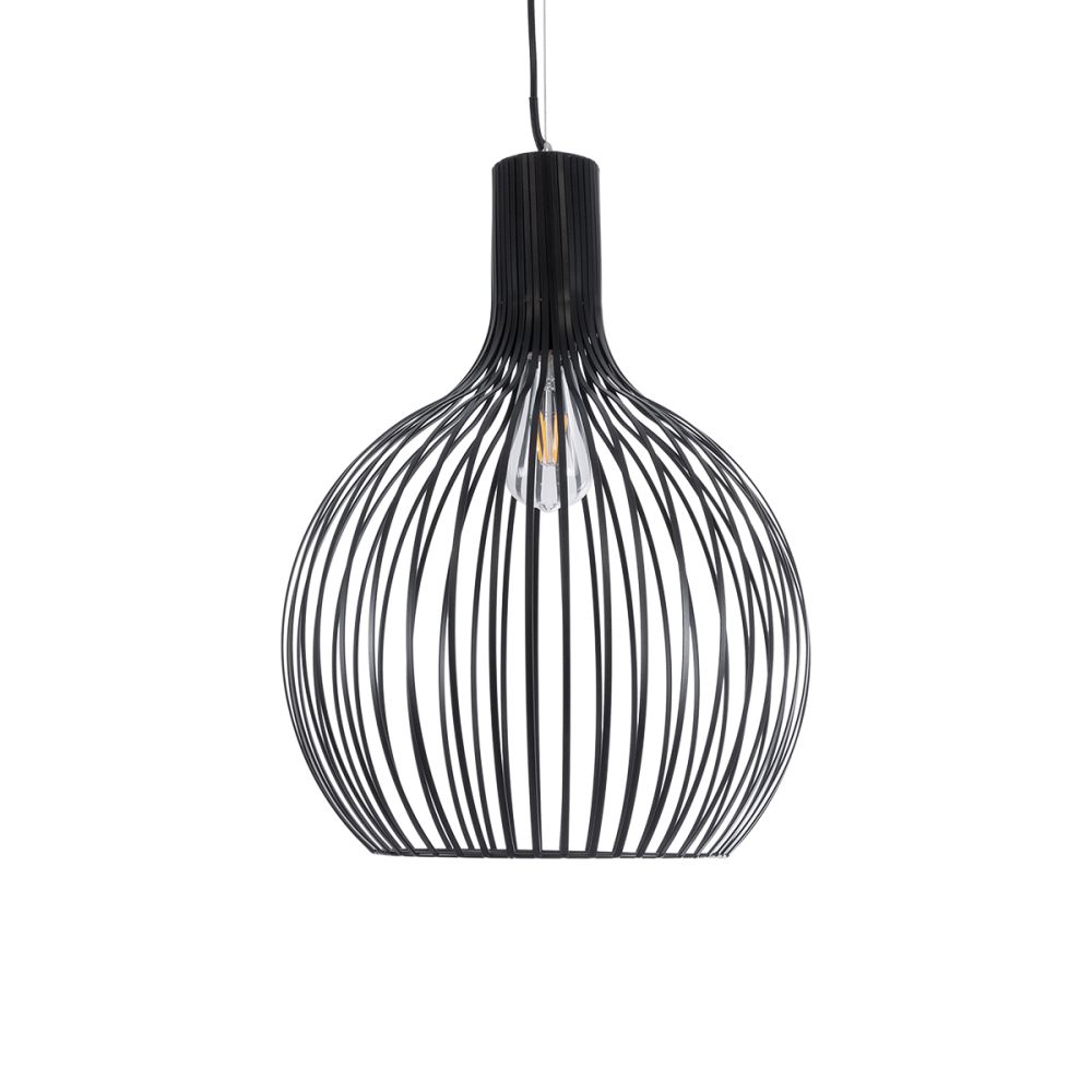 GLOBOSTAR® SCANDI 01266 Μοντέρνο Κρεμαστό Φωτιστικό Οροφής με Ντουί 1 x E27 AC 220-240V IP20 - Μαύρο - Μ38 x Π38 x Υ50cm