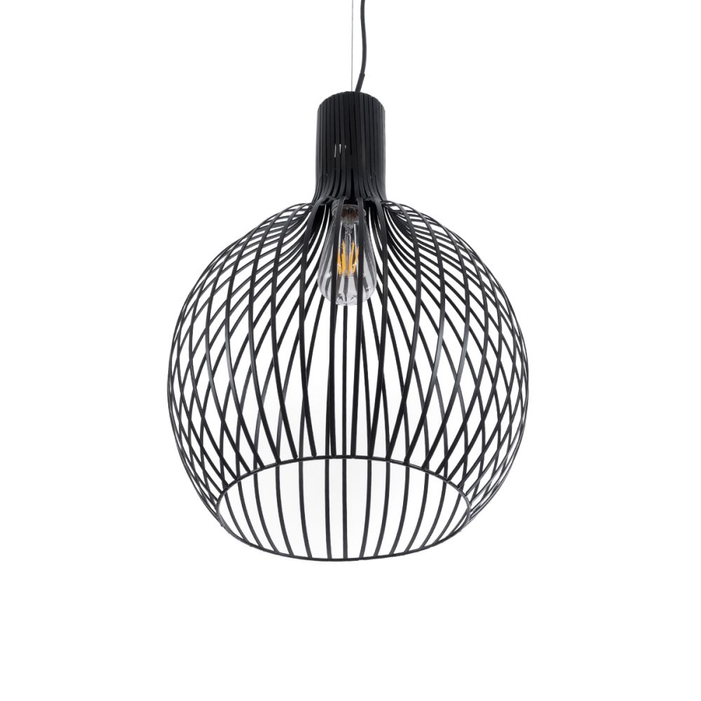 GLOBOSTAR® SCANDI 01266 Μοντέρνο Κρεμαστό Φωτιστικό Οροφής με Ντουί 1 x E27 AC 220-240V IP20 - Μαύρο - Μ38 x Π38 x Υ50cm