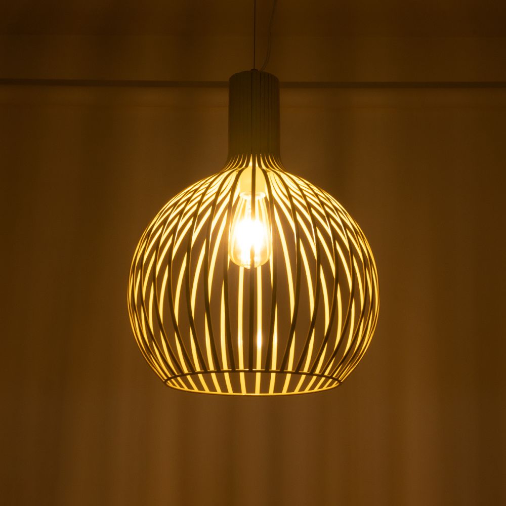GLOBOSTAR® SCANDI 01267 Vintage Κρεμαστό Φωτιστικό Οροφής με Ντουί 1 x E27 AC 220-240V IP20 - Μπεζ - Μ38 x Π38 x Y50cm