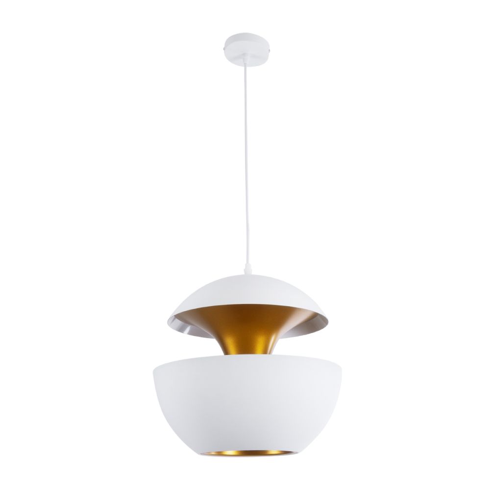 GLOBOSTAR® SEVILLE 01268 Μοντέρνο Κρεμαστό Φωτιστικό Οροφής με Ντουί 1 x E27 AC 220-240V IP20 - Λευκό & Χρυσό - Μ35 x Π35 x Υ35cm