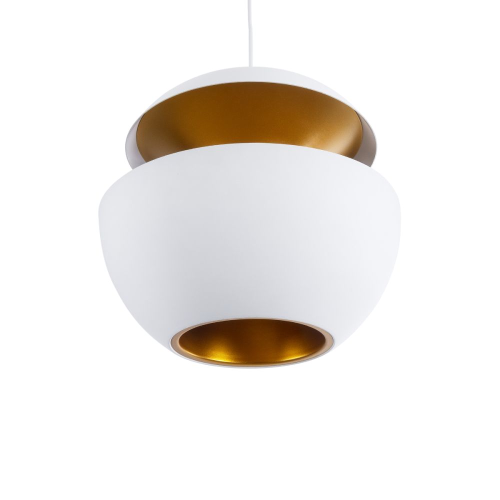 GLOBOSTAR® SEVILLE 01268 Μοντέρνο Κρεμαστό Φωτιστικό Οροφής με Ντουί 1 x E27 AC 220-240V IP20 - Λευκό & Χρυσό - Μ35 x Π35 x Υ35cm