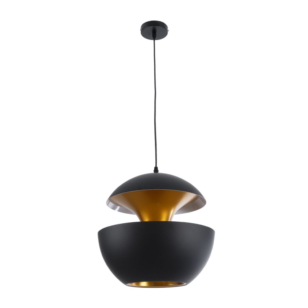 GLOBOSTAR® SEVILLE 01269 Μοντέρνο Κρεμαστό Φωτιστικό Οροφής με Ντουί 1 x E27 AC 220-240V IP20 - Μαύρο & Χρυσό - Μ35 x Π35 x Υ35cm