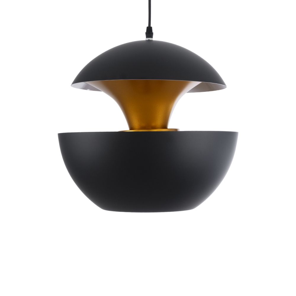 GLOBOSTAR® SEVILLE 01269 Μοντέρνο Κρεμαστό Φωτιστικό Οροφής με Ντουί 1 x E27 AC 220-240V IP20 - Μαύρο & Χρυσό - Μ35 x Π35 x Υ35cm