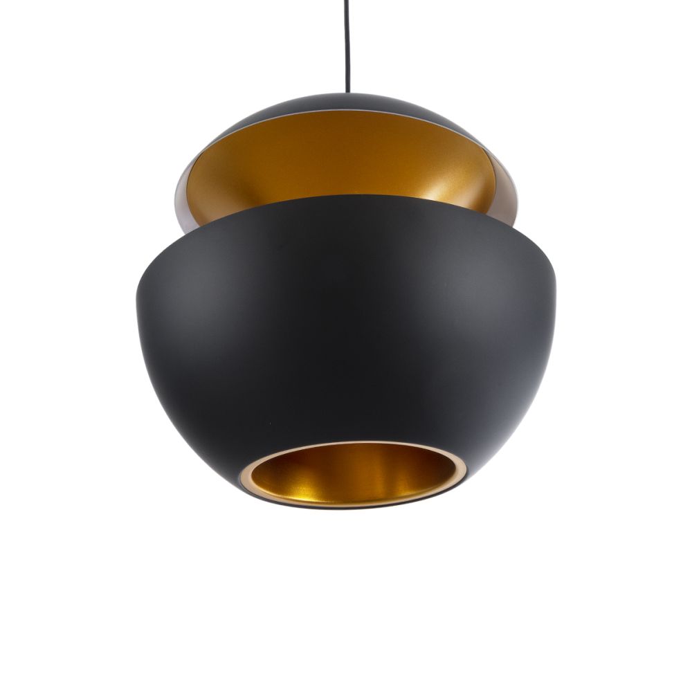GLOBOSTAR® SEVILLE 01269 Μοντέρνο Κρεμαστό Φωτιστικό Οροφής με Ντουί 1 x E27 AC 220-240V IP20 - Μαύρο & Χρυσό - Μ35 x Π35 x Υ35cm