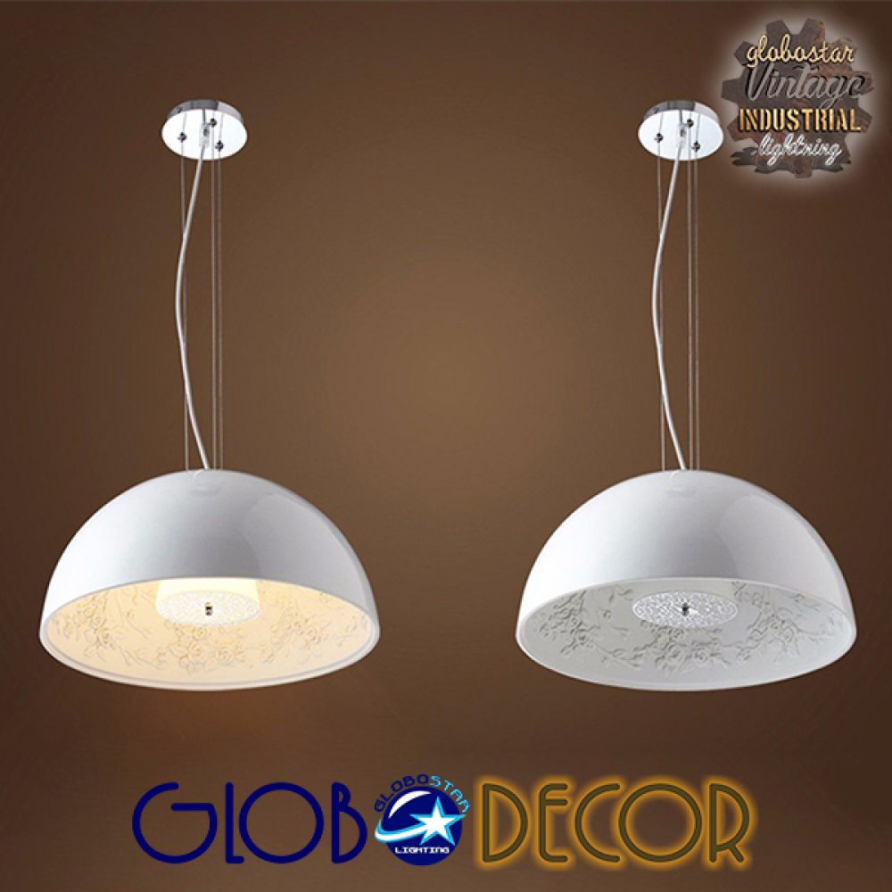 GLOBOSTAR® SERENIA 01271 Μοντέρνο Κρεμαστό Φωτιστικό Οροφής με Ντουί 1 x E27 AC 220-240V IP20 - Λευκό - Μ60 x Π60 x Υ30cm