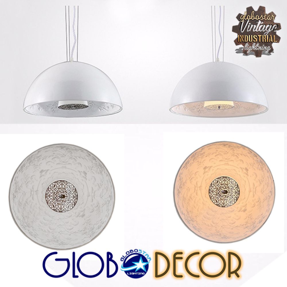 GLOBOSTAR® SERENIA 01271 Μοντέρνο Κρεμαστό Φωτιστικό Οροφής με Ντουί 1 x E27 AC 220-240V IP20 - Λευκό - Μ60 x Π60 x Υ30cm