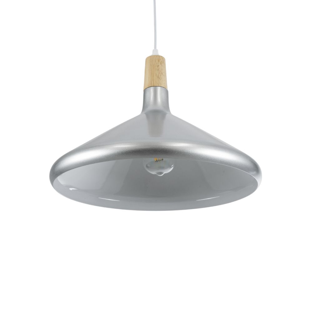 GLOBOSTAR® FELICITA 01276 Μοντέρνο Κρεμαστό Φωτιστικό Οροφής με Ντουί 1 x E27 AC 220-240V IP20 - Ασημί & Μπεζ - Μ40 x Π40 x Y30cm
