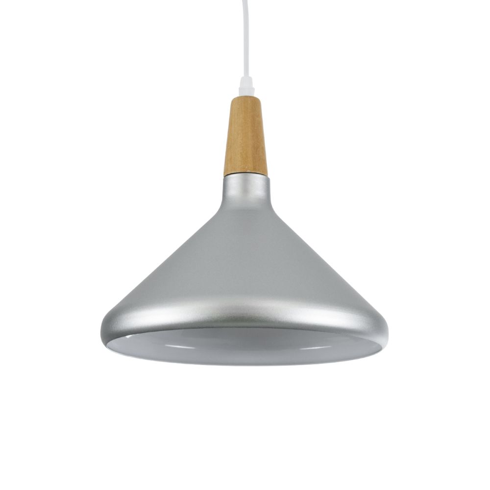 GLOBOSTAR® FELICITA 01277 Μοντέρνο Κρεμαστό Φωτιστικό Οροφής με Ντουί 1 x E27 AC 220-240V IP20 - Ασημί & Μπεζ - Μ30 x Π30 x Υ25cm