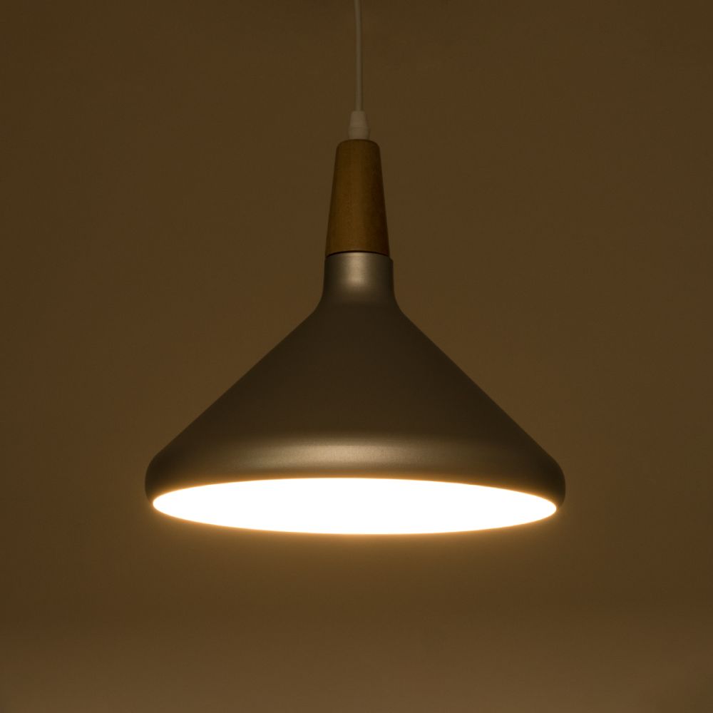 GLOBOSTAR® FELICITA 01277 Μοντέρνο Κρεμαστό Φωτιστικό Οροφής με Ντουί 1 x E27 AC 220-240V IP20 - Ασημί & Μπεζ - Μ30 x Π30 x Υ25cm