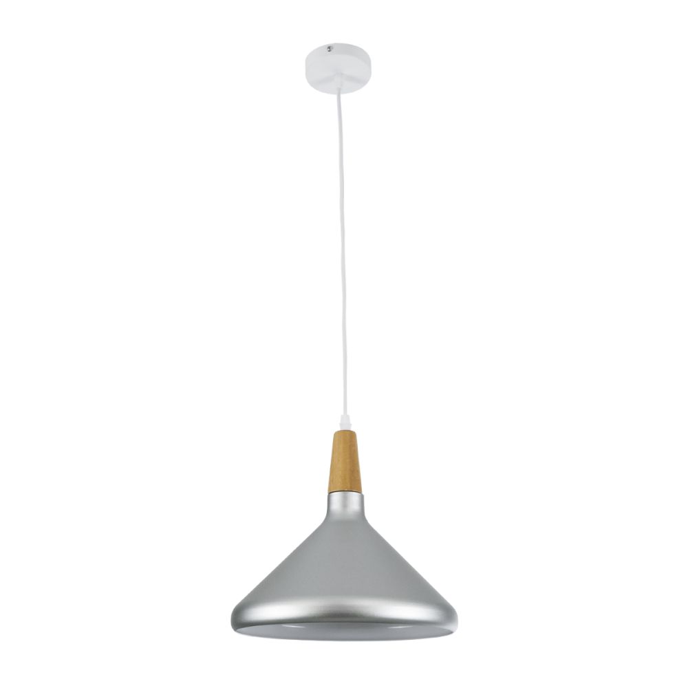 GLOBOSTAR® FELICITA 01277 Μοντέρνο Κρεμαστό Φωτιστικό Οροφής με Ντουί 1 x E27 AC 220-240V IP20 - Ασημί & Μπεζ - Μ30 x Π30 x Υ25cm