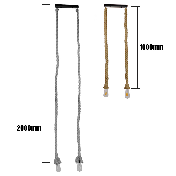 GLOBOSTAR® ROPE 01279 Boho Κρεμαστό Φωτιστικό Οροφής με Ντουί 2 x E27 AC 220-240V IP20 - Μπεζ - Μ30 x Π3.5 x Υ100cm