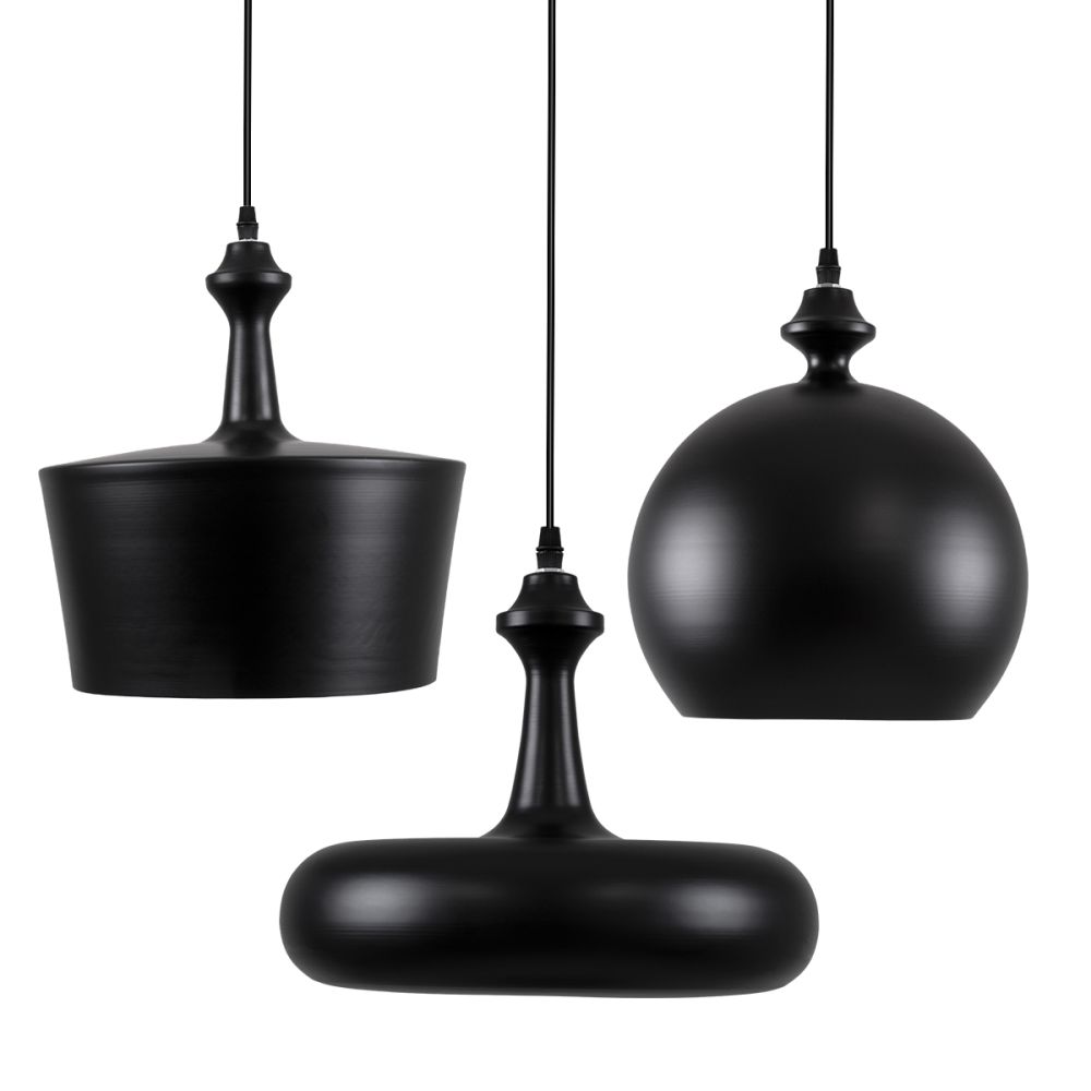 GLOBOSTAR® ROCKFORD 01287 Μοντέρνο Κρεμαστό Φωτιστικό Οροφής με Ντουί 3 x E27 AC 220-240V IP20 - Μαύρο & Χρυσό - Μ86 x Π86 x Υ30cm