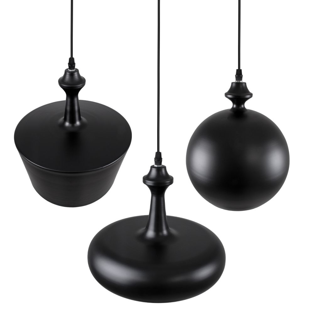 GLOBOSTAR® ROCKFORD 01287 Μοντέρνο Κρεμαστό Φωτιστικό Οροφής με Ντουί 3 x E27 AC 220-240V IP20 - Μαύρο & Χρυσό - Μ86 x Π86 x Υ30cm