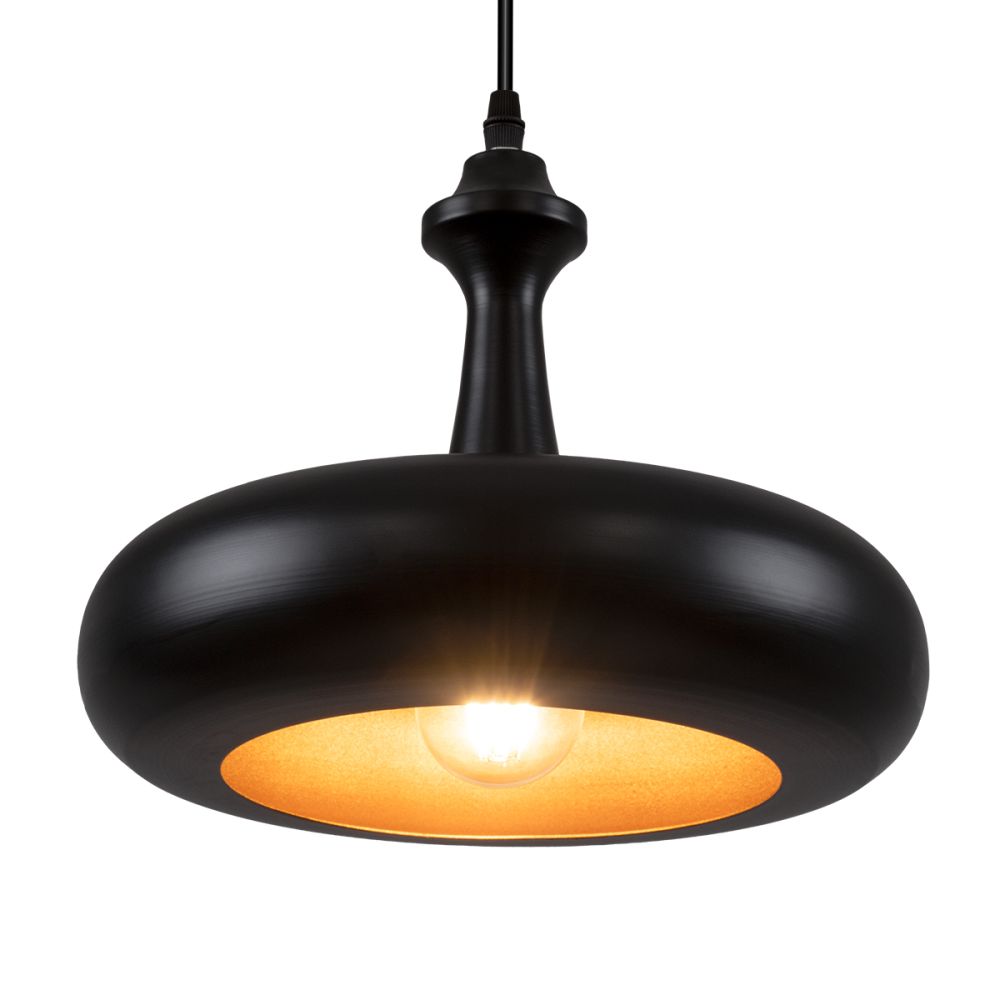 GLOBOSTAR® ROCKFORD 01287-C Μοντέρνο Κρεμαστό Φωτιστικό Οροφής με Ντουί 1 x E27 AC 220-240V IP20 - Μαύρο & Χρυσό - Μ30 x Π30 x Y23cm