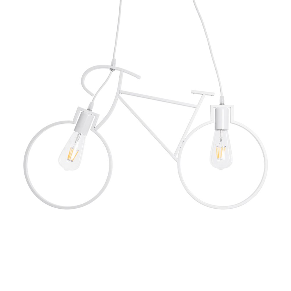 GLOBOSTAR® BIKE 01300 Vintage Κρεμαστό Φωτιστικό Οροφής με Ντουί 2 x E27 AC 220-240V IP20 - Λευκό - Μ67 x Π3.5 x Υ41cm