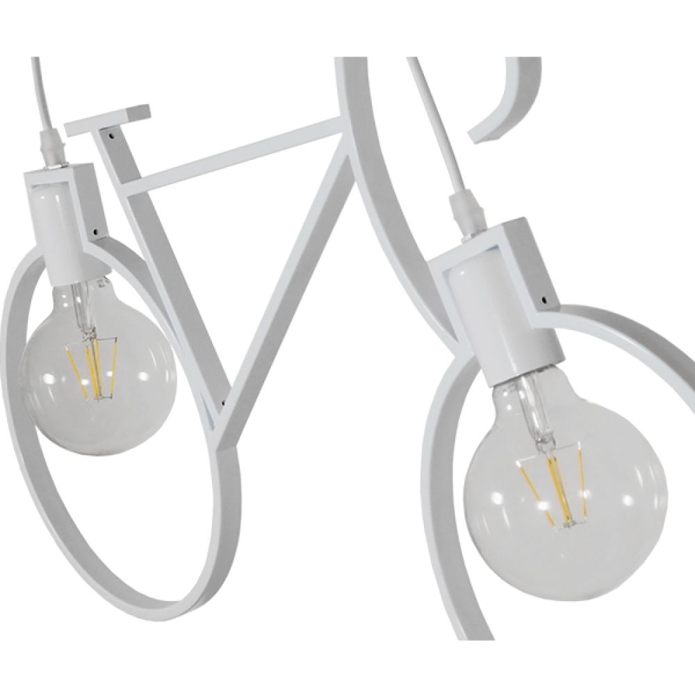 GLOBOSTAR® BIKE 01300 Vintage Κρεμαστό Φωτιστικό Οροφής με Ντουί 2 x E27 AC 220-240V IP20 - Λευκό - Μ67 x Π3.5 x Υ41cm
