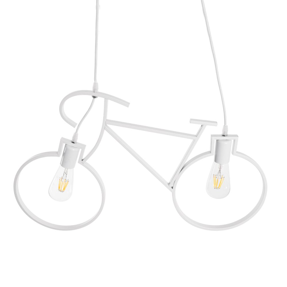 GLOBOSTAR® BIKE 01300 Vintage Κρεμαστό Φωτιστικό Οροφής με Ντουί 2 x E27 AC 220-240V IP20 - Λευκό - Μ67 x Π3.5 x Υ41cm