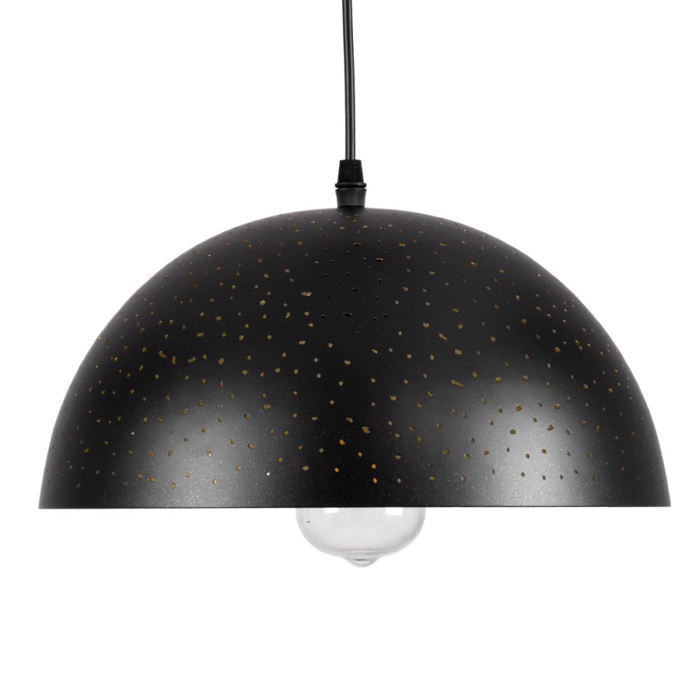 GLOBOSTAR® SOLANA 01301 Μοντέρνο Κρεμαστό Φωτιστικό Οροφής με Ντουί 1 x E27 AC 220-240V IP20 - Μαύρο & Χρυσό - Μ30 x Π30 x Υ15cm