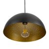 GLOBOSTAR® SOLANA 01301 Μοντέρνο Κρεμαστό Φωτιστικό Οροφής με Ντουί 1 x E27 AC 220-240V IP20 - Μαύρο & Χρυσό - Μ30 x Π30 x Υ15cm