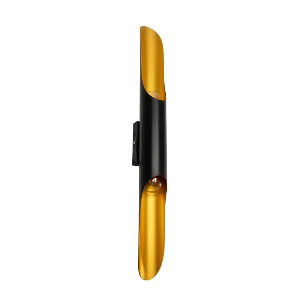 GLOBOSTAR® ESTERINA 01302 Μοντέρνο Φωτιστικό Τοίχου - Απλίκα με Ντουί 2 x E27 AC 220-240V IP20 - Μαύρο & Χρυσό - Μ5.5 x Π8 x Υ60cm