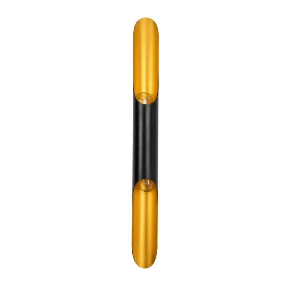 GLOBOSTAR® ESTERINA 01302 Μοντέρνο Φωτιστικό Τοίχου - Απλίκα με Ντουί 2 x E27 AC 220-240V IP20 - Μαύρο & Χρυσό - Μ5.5 x Π8 x Υ60cm
