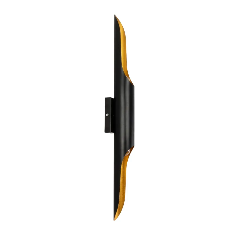 GLOBOSTAR® ESTERINA 01302 Μοντέρνο Φωτιστικό Τοίχου - Απλίκα με Ντουί 2 x E27 AC 220-240V IP20 - Μαύρο & Χρυσό - Μ5.5 x Π8 x Υ60cm