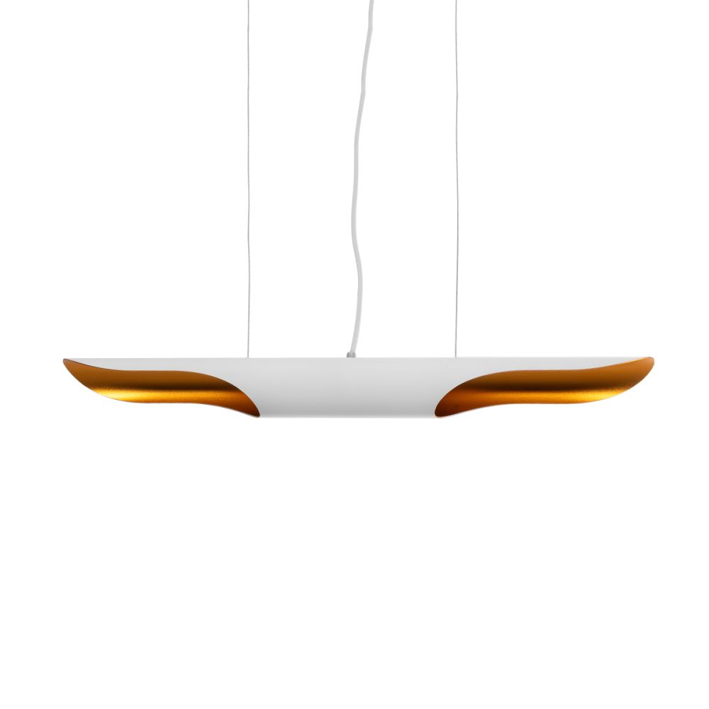 GLOBOSTAR® ESTERINA 01305 Μοντέρνο Κρεμαστό Φωτιστικό Οροφής με Ντουί 2 x E27 AC 220-240V IP20 - Λευκό & Χρυσό - Μ60 x Π6 x Υ6cm