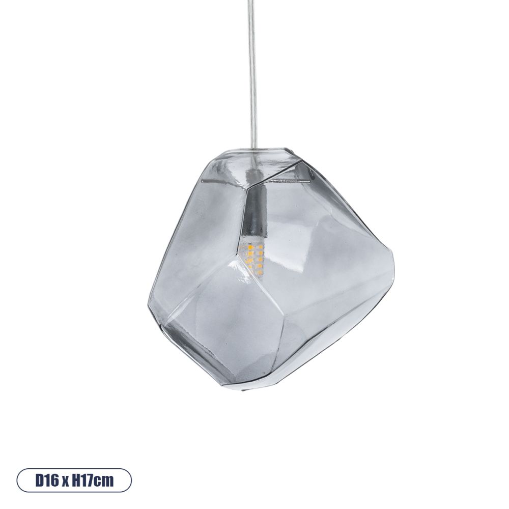 GLOBOSTAR® RINA 01307 Μοντέρνο Κρεμαστό Φωτιστικό Οροφής με Ντουί 1 x G9 AC 220-240V IP20 - Γκρι - Μ16 x Π16 x Υ17cm