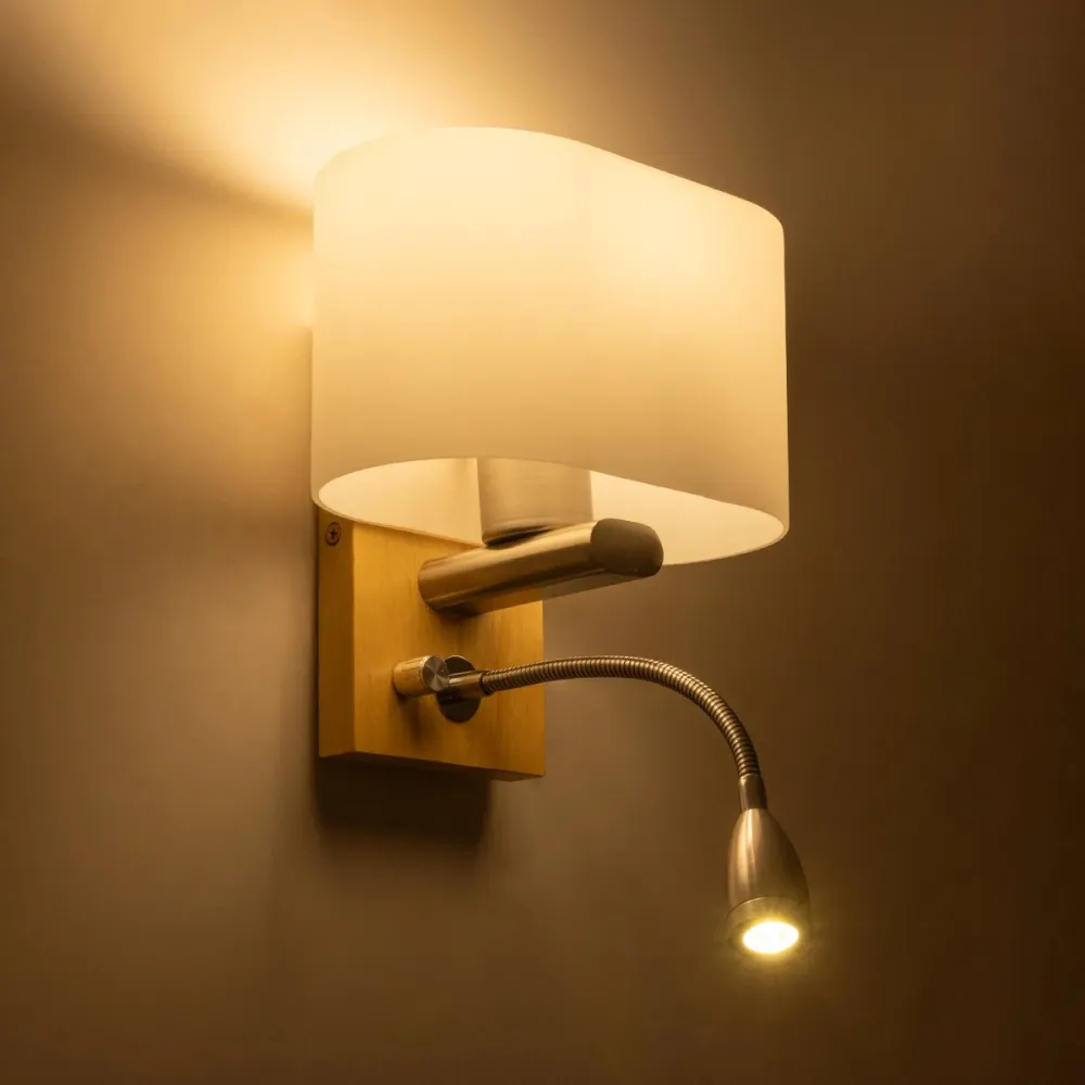 GLOBOSTAR® ELEGANT 01316 Μοντέρνο Φωτιστικό Τοίχου - Απλίκα Ξενοδοχείου Reading Light με Ντουί 1 x E27 LED 3W 360lm 36° AC 220-240V IP20 Θερμό Λευκό 2700K - Bridgelux COB Chip - Λευκό & Μπεζ - Μ15 x Π20 x Υ22.5cm - 2 Χρόνια Εγγύηση
