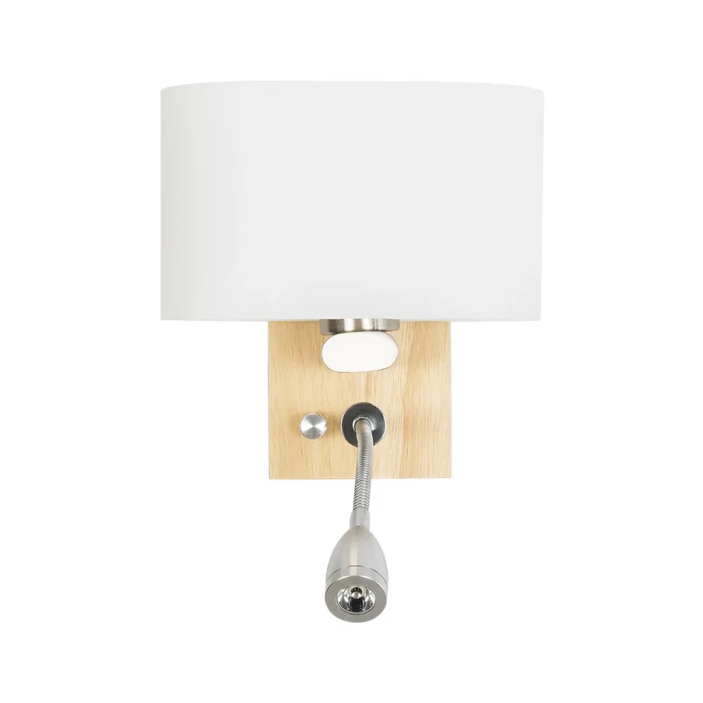 GLOBOSTAR® ELEGANT 01316 Μοντέρνο Φωτιστικό Τοίχου - Απλίκα Ξενοδοχείου Reading Light με Ντουί 1 x E27 LED 3W 360lm 36° AC 220-240V IP20 Θερμό Λευκό 2700K - Bridgelux COB Chip - Λευκό & Μπεζ - Μ15 x Π20 x Υ22.5cm - 2 Χρόνια Εγγύηση